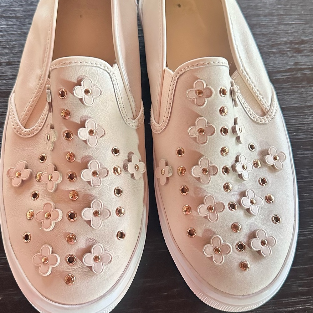 Coach Cream Floral Appliqué Slip-On Sneakers